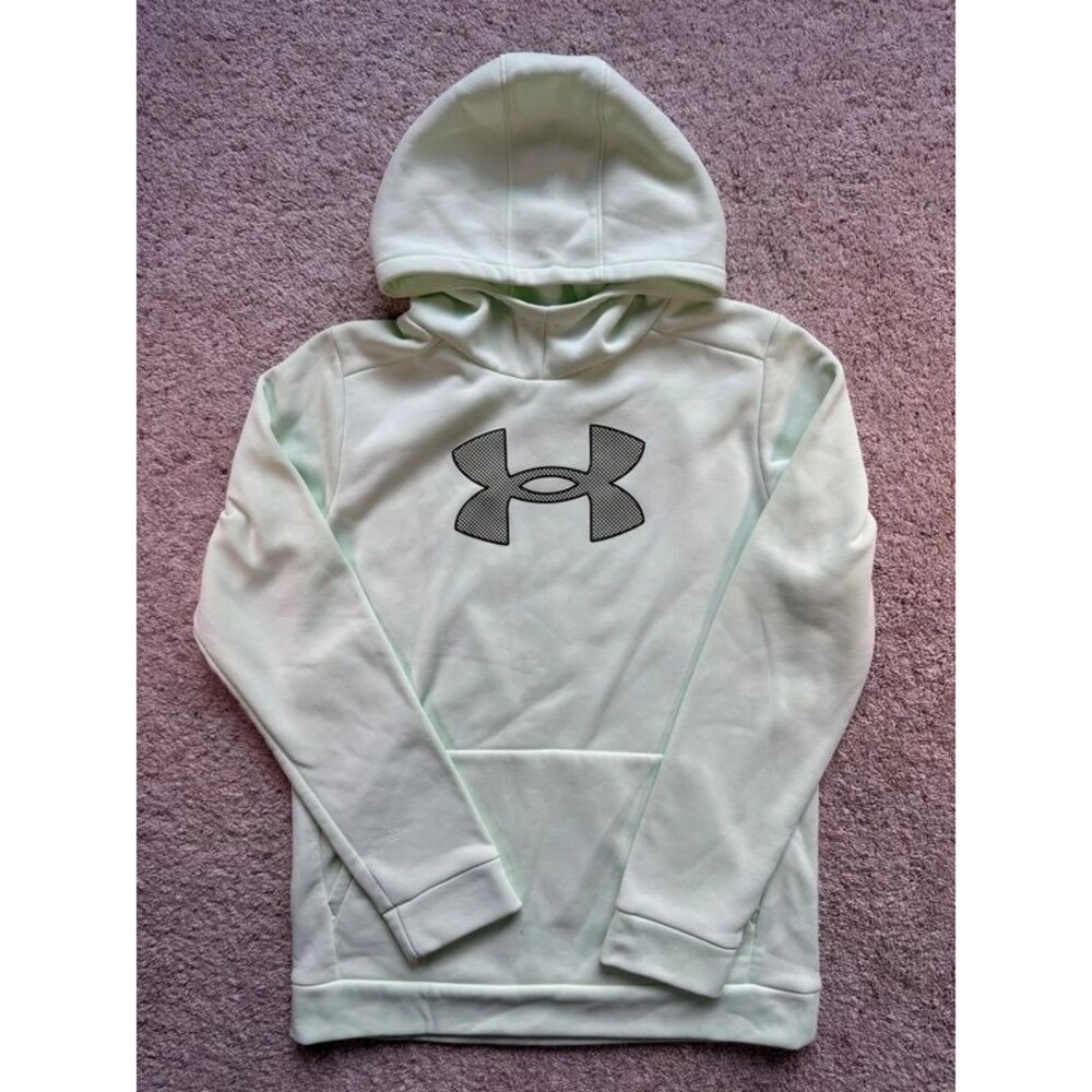 Under Armour Youth XL Light Green Fleece Pullover Hooded Sweatshirt EUC